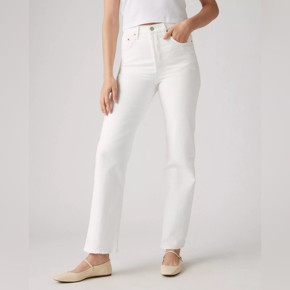 Levi's White Straight Ankle Jeans - Picture 1 of 12